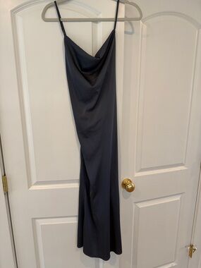 Dance & Marvel Black Satin Slip Midi Dress